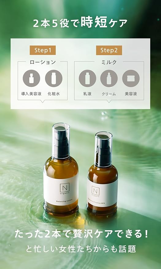 N organic Basic スキンケアセット（化粧水 乳液） (約2ヶ月分) 保湿力 ハリ 乾燥肌 敏感肌 肌荒れ 柑橘系の香り エヌオーガニック